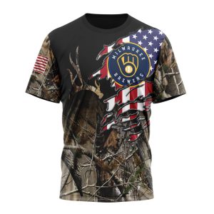 Personalized Milwaukee Brewers Camo Realtree Hunting T-Shirt for Fans