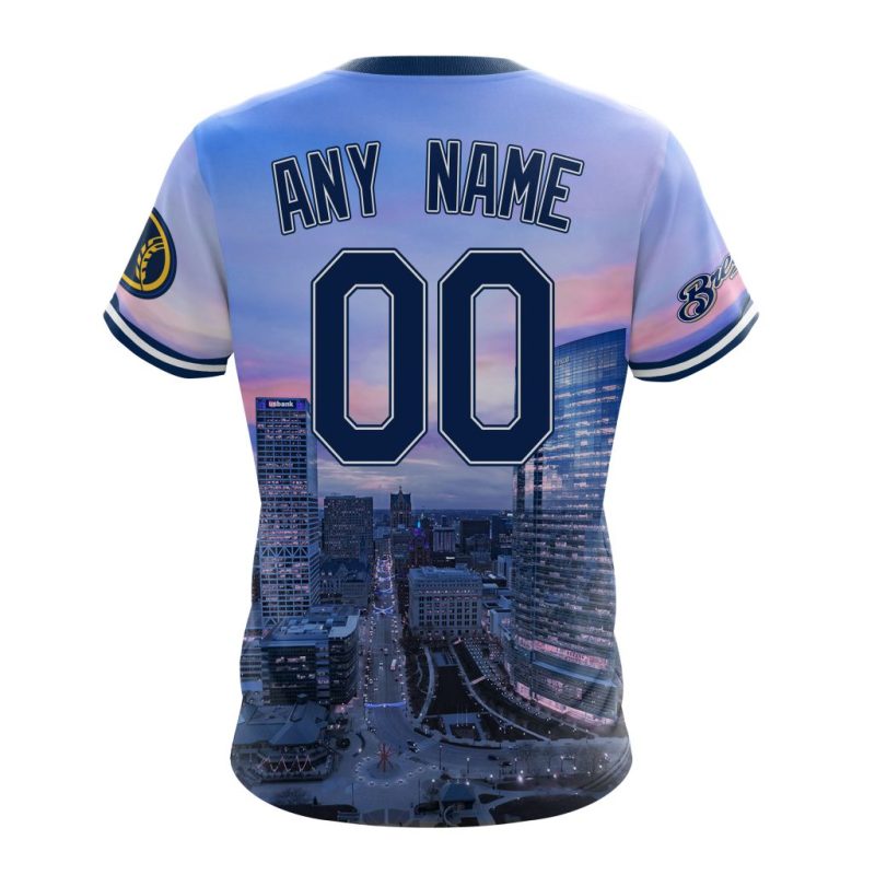 Custom Milwaukee Brewers All Over Print T-Shirt with Personalized Number - Image 2