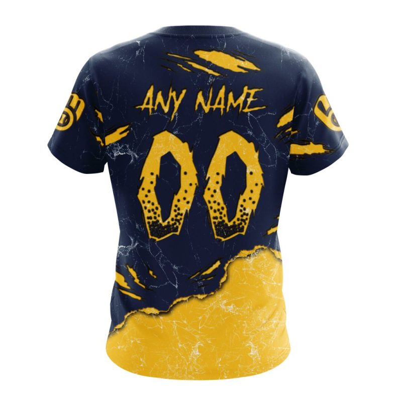 Personalized Milwaukee Brewers Jack-O'-Lantern Halloween T-Shirt - Image 2