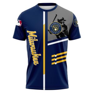 Personalized Milwaukee Brewers All Over Print T-Shirt with Custom Number
