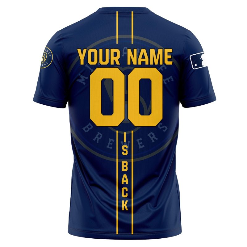 Personalized Milwaukee Brewers All Over Print T-Shirt with Custom Number - Image 2