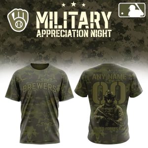 Custom Milwaukee Brewers Armed Forces Day All Over Print T-Shirt
