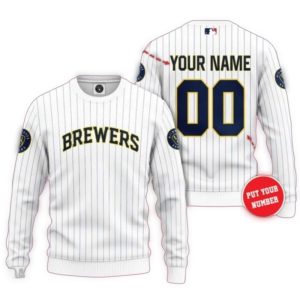 Personalized Name and Number Milwaukee Brewers Pinstripe Ugly Sweater
