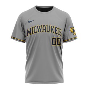 Personalized Milwaukee Brewers All-Over Print T-Shirt with Custom Number