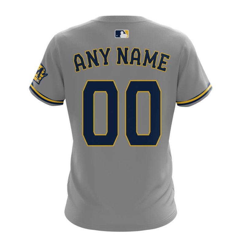 Personalized Milwaukee Brewers All-Over Print T-Shirt with Custom Number - Image 2