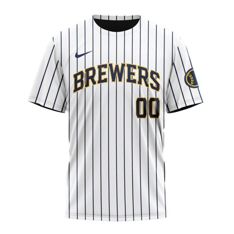 Personalized Milwaukee Brewers Stripes All Over Print T-Shirt for Fans