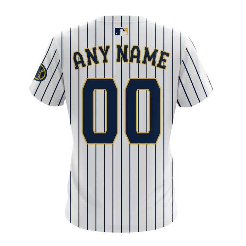 Personalized Milwaukee Brewers Stripes All Over Print T-Shirt for Fans - Image 2