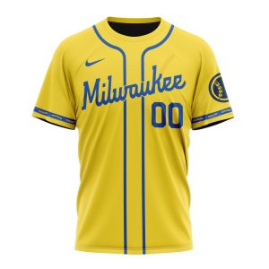 Personalized Milwaukee Brewers Yellow All Over Print T-Shirt for Fans