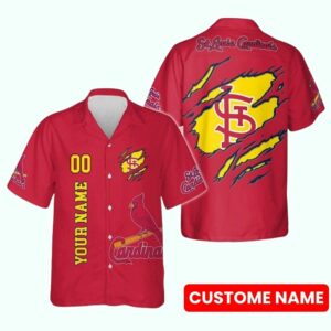 Personalized St Louis Cardinals Claw Sunset Graphic Hawaiian Shirt