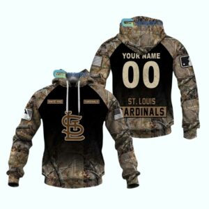 Personalized St Louis Cardinals Camo Graphic Hoodie – Unisex Hunting Sweatshirt