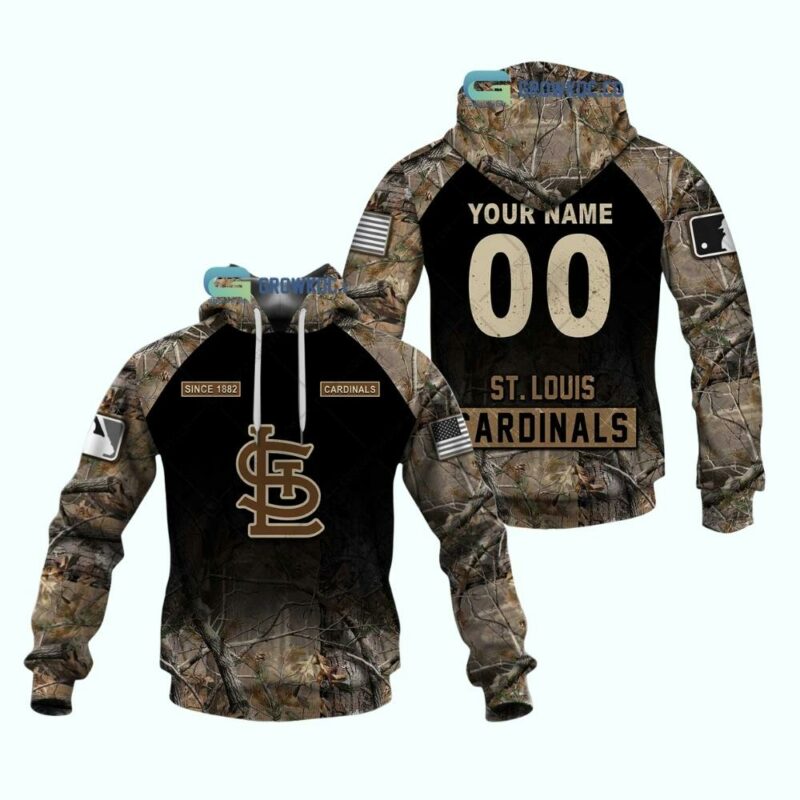 Personalized St Louis Cardinals Camo Graphic Hoodie – Unisex Hunting Sweatshirt