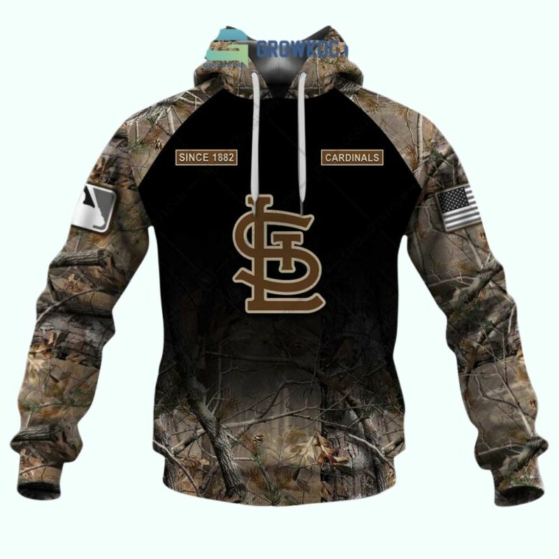 Personalized St Louis Cardinals Camo Graphic Hoodie – Unisex Hunting Sweatshirt - Image 2