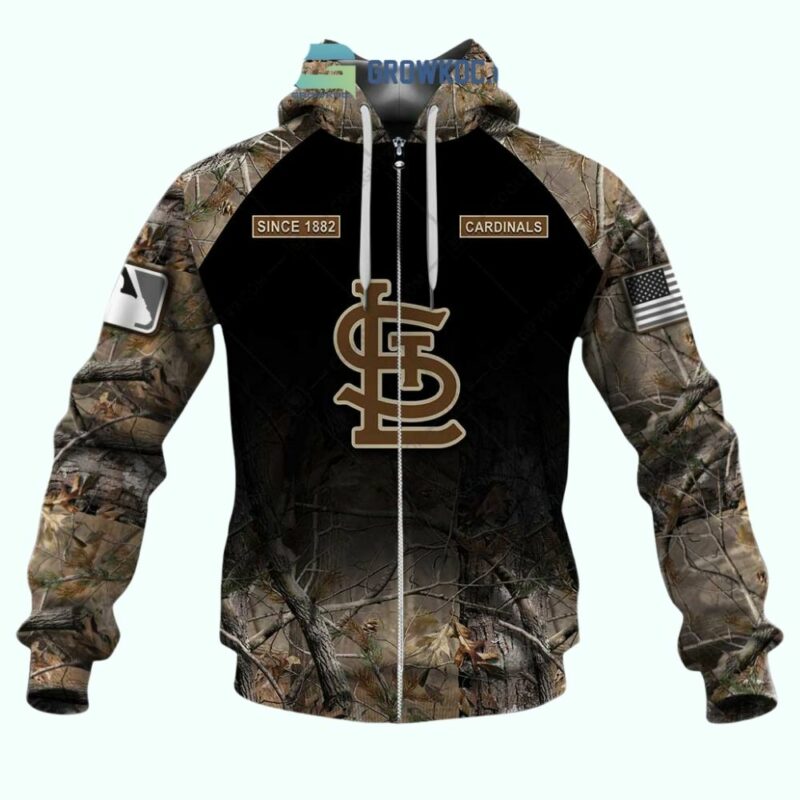 Personalized St Louis Cardinals Camo Graphic Hoodie – Unisex Hunting Sweatshirt - Image 3