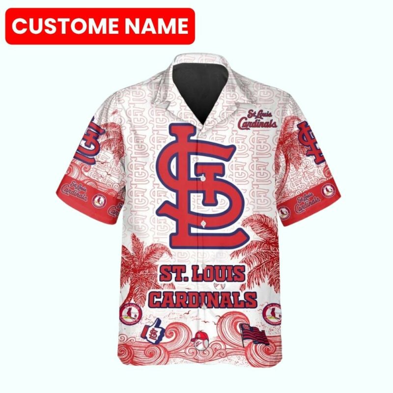 Personalized St Louis Cardinals Ocean Waves Hawaiian Shirt – Unisex Graphic Tee - Image 2
