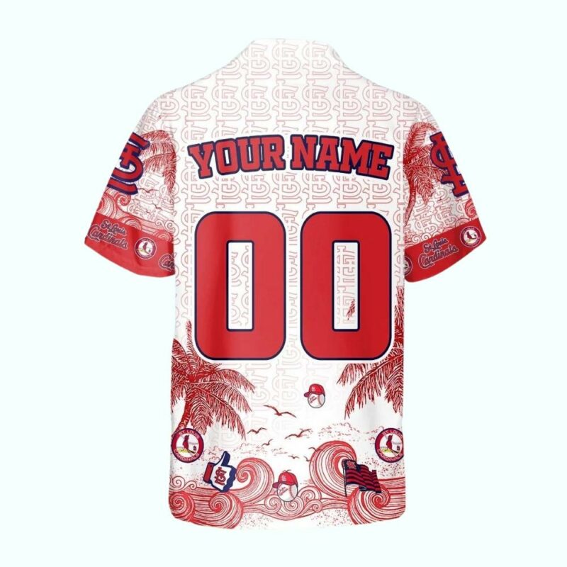 Personalized St Louis Cardinals Ocean Waves Hawaiian Shirt – Unisex Graphic Tee - Image 3