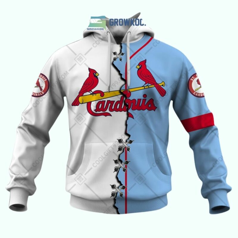 Custom St Louis Cardinals White & Blue Graphic Unisex Hoodie – Personalized Gift - Image 2