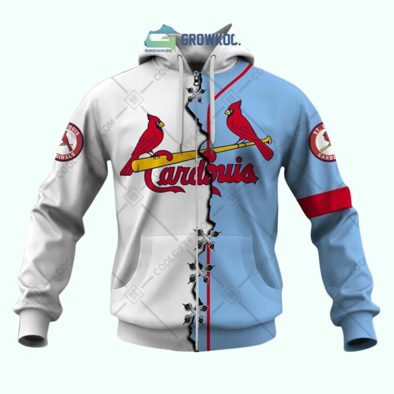 Custom St Louis Cardinals White & Blue Graphic Unisex Hoodie – Personalized Gift - Image 3