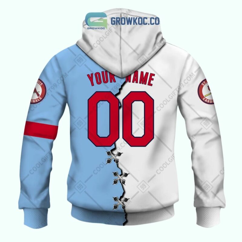 Custom St Louis Cardinals White & Blue Graphic Unisex Hoodie – Personalized Gift - Image 4