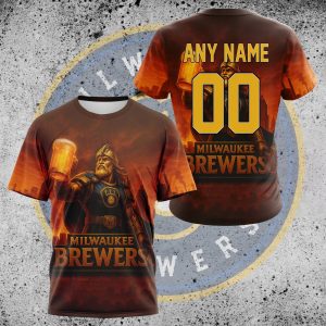 Personalized Milwaukee Brewers All Over Print Beer T-Shirt for Fans