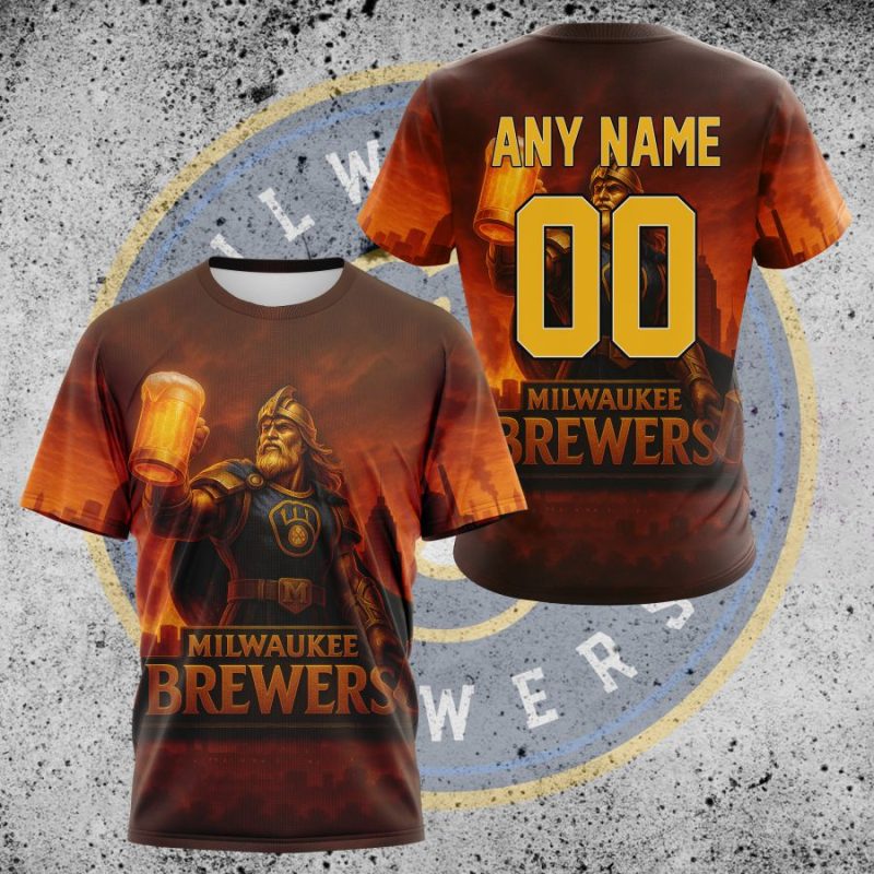 Personalized Milwaukee Brewers All Over Print Beer T-Shirt for Fans