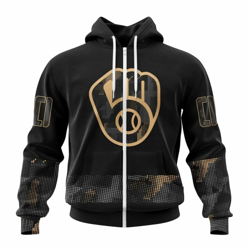 Personalized and number milwaukee brewers armed forces day black 3d hoodie 2.jpg