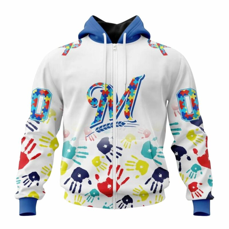 Personalized and number milwaukee brewers autism awareness hand 3d hoodie 2.jpg
