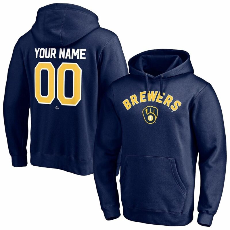Personalized and number milwaukee brewers navy logo funny 3d hoodie 1.jpg