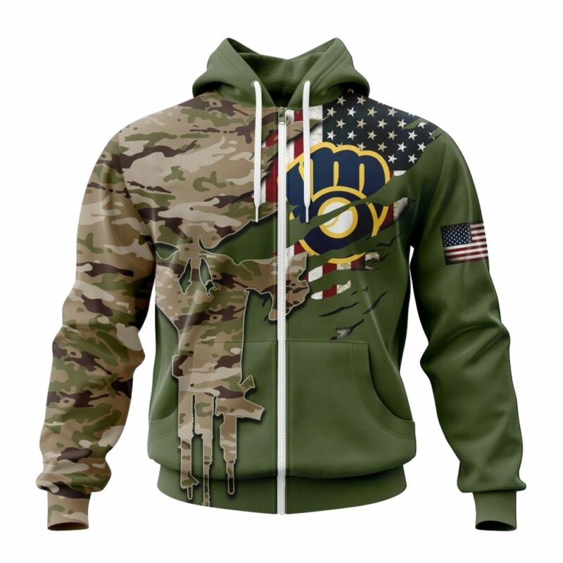 Personalized and number milwaukee brewers skull punisher special camo for veterans day 3d hoodie 2.jpg