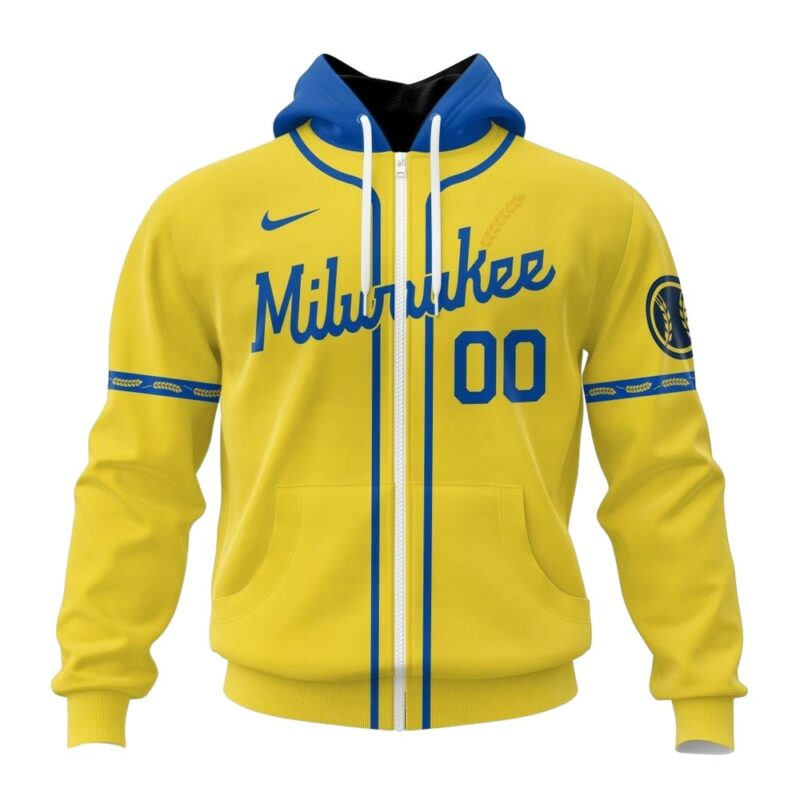Personalized and number milwaukee brewers yellow 3d hoodie 2.jpg