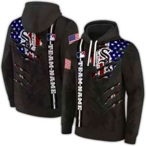 Personalzied Chicago White Sox Ripped Flag All Over Print Hoodie