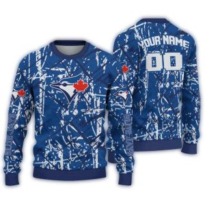 Personlized Toronto Blue Jays Streak Overlay Ugly Sweater
