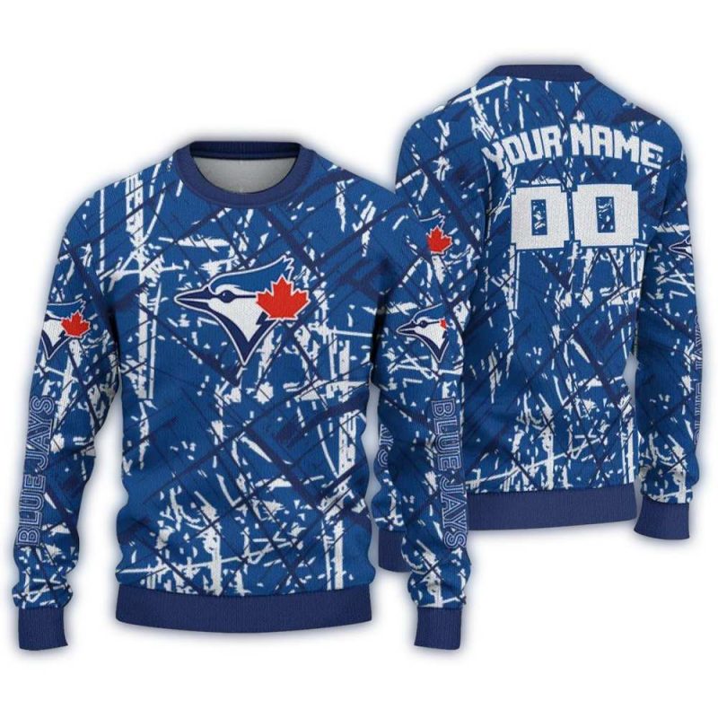 Personlized Toronto Blue Jays Streak Overlay Ugly Sweater 1