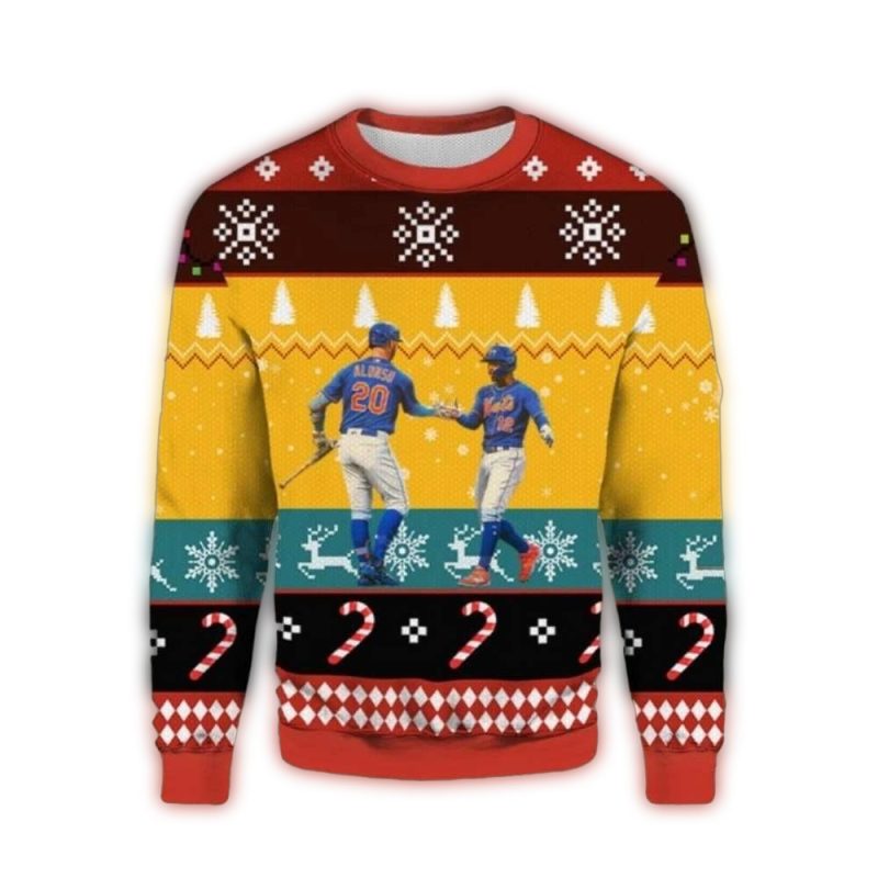 Pete Alonso And Francisco Lindor New York Mets Ugly Sweater 1