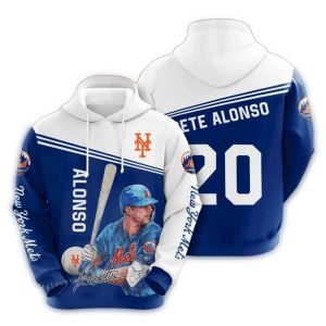 Pete Alonso New York Mets Signature All-Over Print Hoodie For Fans
