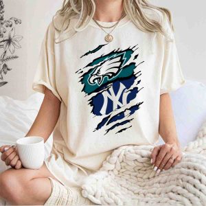 Philadelphia Eagles X New York Yankees Fan Crossover T-Shirt For Sports Lovers