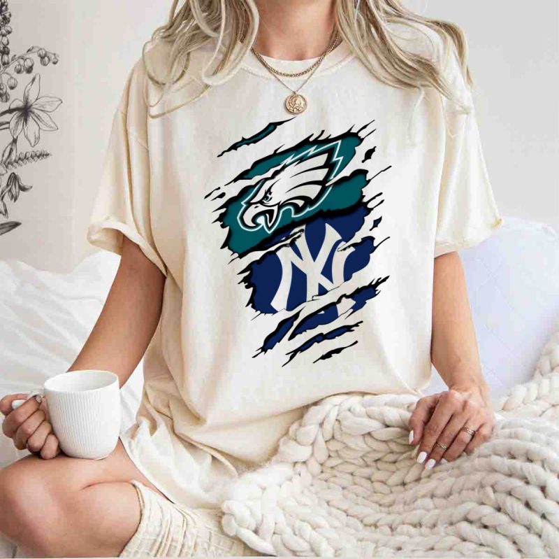 Philadelphia Eagles New York Yankees Fan Crossover T Shirt t shirt 1 1