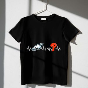 Philadelphia Eagles & Phillies Heartbeat Love T-Shirt for Sports Fans