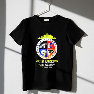 Philadelphia Eagles Phillies 76ers Flyers Skyline Icons Graphic T-Shirt