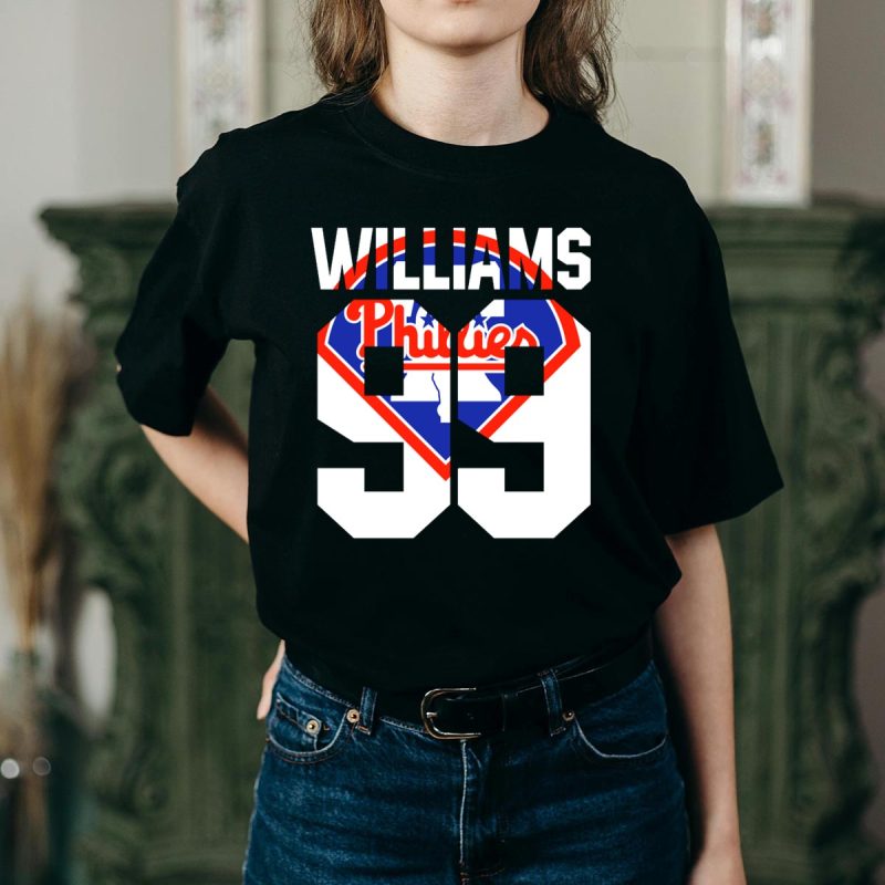 Vintage Philadelphia Phillies 1993 Williams 99 Baseball T-Shirt for Fans - Image 2
