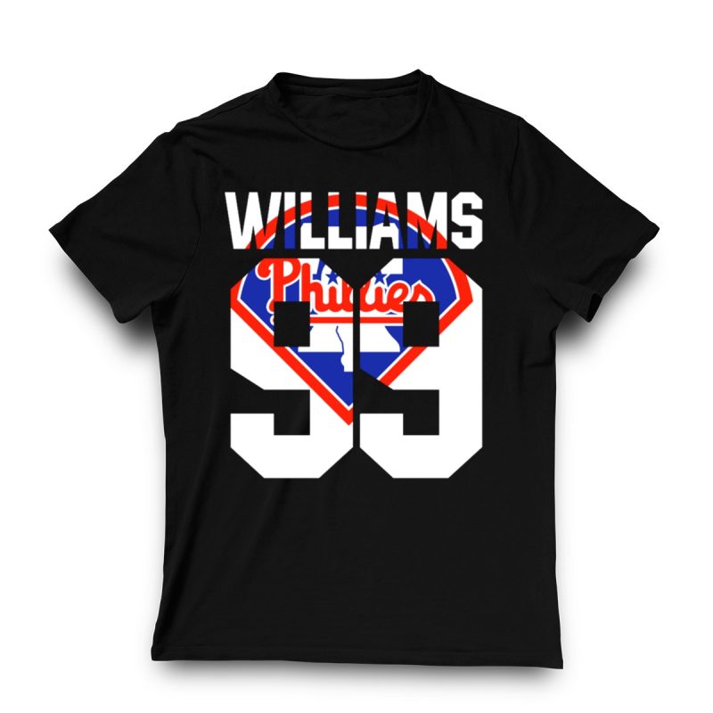 Vintage Philadelphia Phillies 1993 Williams 99 Baseball T-Shirt for Fans - Image 3