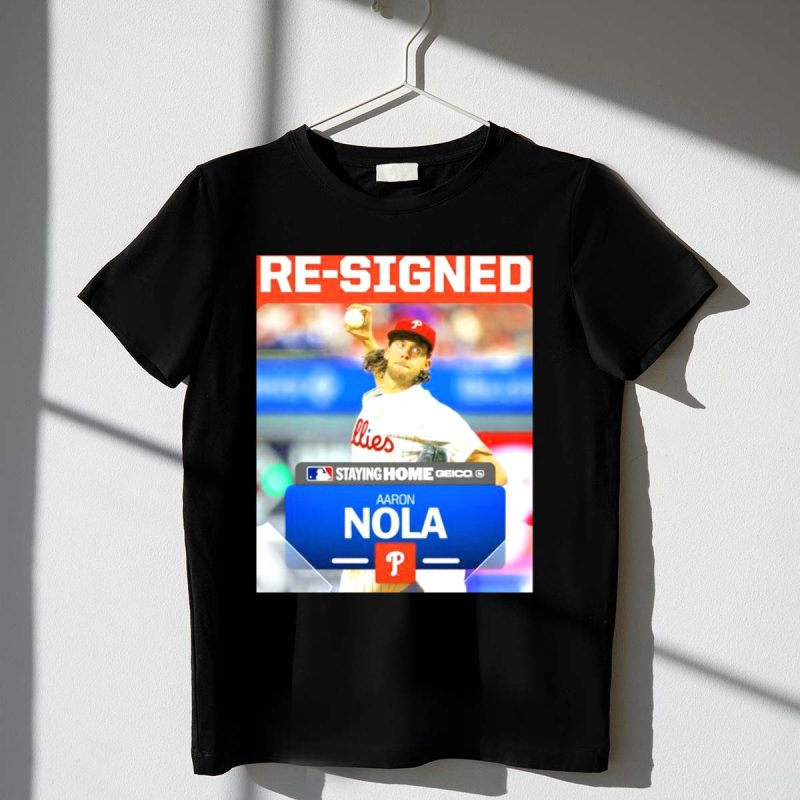 Aaron Nola Philadelphia Phillies Staying Home T-Shirt - Re-Signed Style