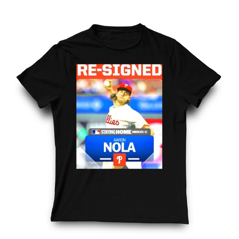 Aaron Nola Philadelphia Phillies Staying Home T-Shirt - Re-Signed Style - Image 3