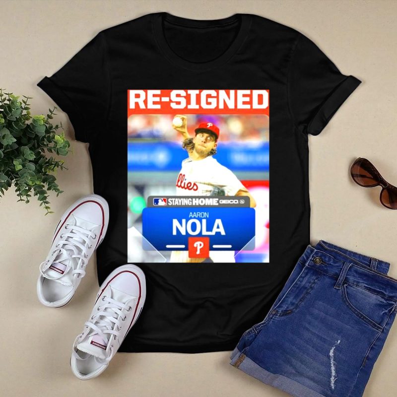 Aaron Nola Philadelphia Phillies Staying Home T-Shirt - Re-Signed Style - Image 5