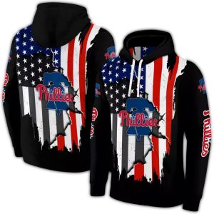 Philadelphia Phillies American Pride Black All Over Print Hoodie
