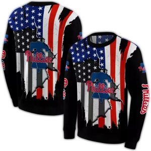 Philadelphia Phillies American Pride Black All Over Print Sweatshirt