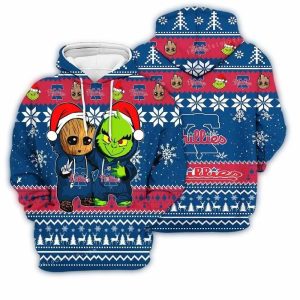 Philadelphia Phillies Baby Groot & Grinch All-Over Print Hoodie for Kids