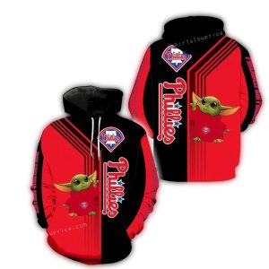 Philadelphia Phillies Baby Yoda All-Over Print Hoodie for Fans
