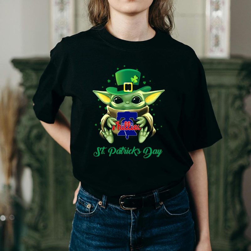 Kids' Philadelphia Phillies Baby Yoda St Patrick's Day T-Shirt - Image 2