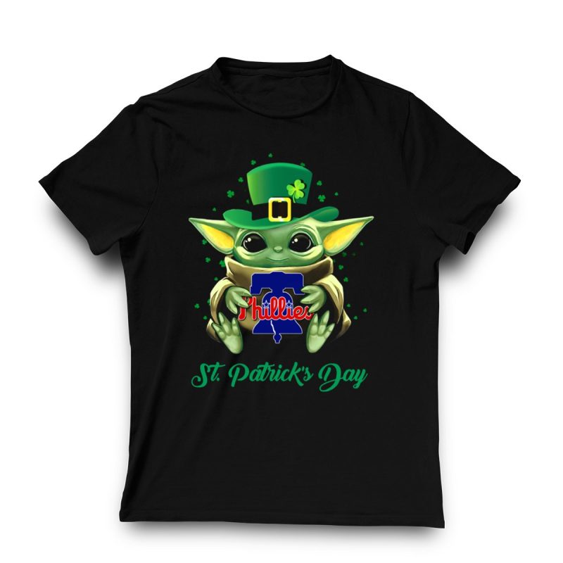 Kids' Philadelphia Phillies Baby Yoda St Patrick's Day T-Shirt - Image 3