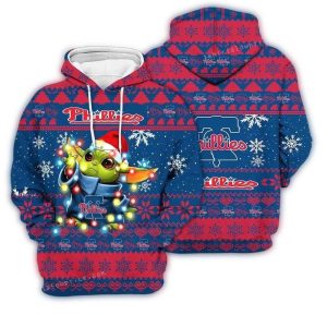 Philadelphia Phillies Baby Yoda Star Wars Christmas Hoodie for Kids